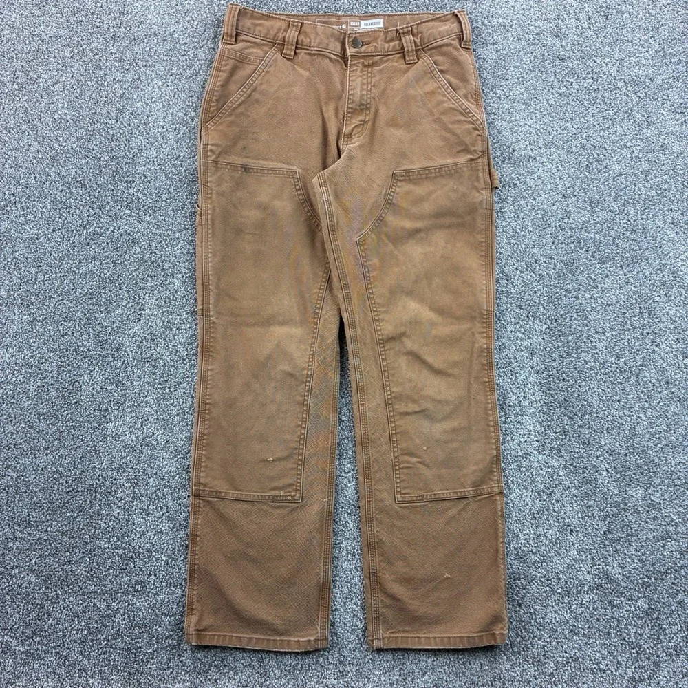 Carhartt Rugged Flex Double Front Pants Mens 30x30 Brown Duck Canvas BN3334-M